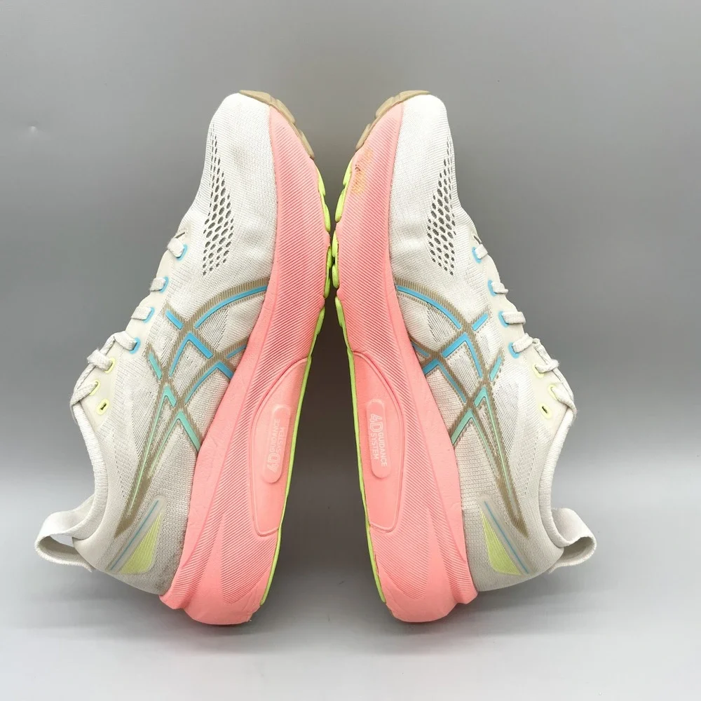 ASICS Womens 11 Gel Kayano 31 Road Running Shoes White Coral Sporty Gym Training